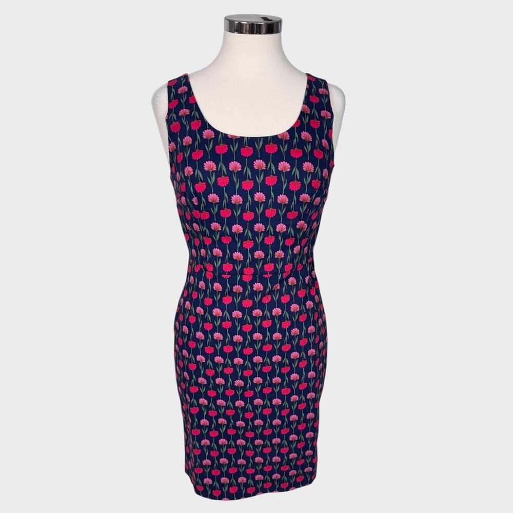 J. Crew Factory Womens Size 2 Sleeveless Dress Navy Blue Flowers Stems